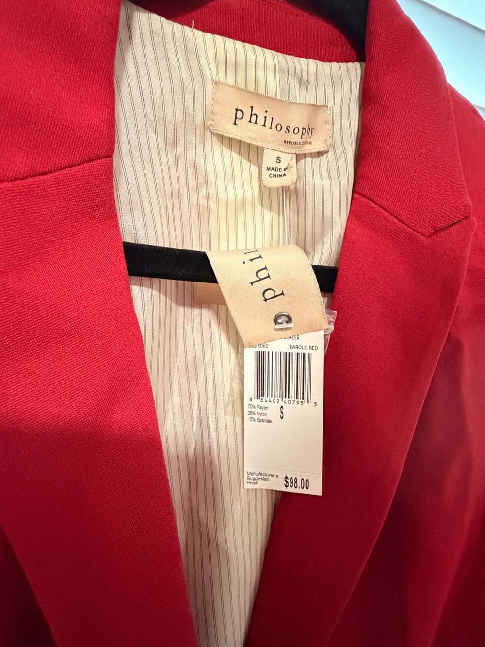 Philosophy Bold Red Tailored Blazer